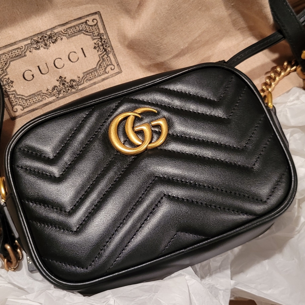 Gucci Mini Marmont Matelasse camera shoulder bag GG